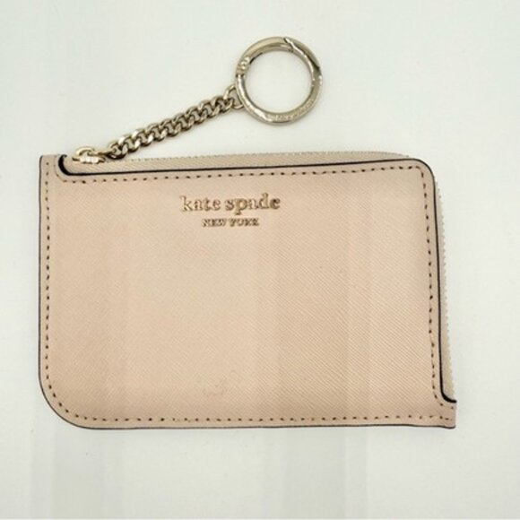 Kate Spade Medium L Zip Leather Card Holder Keychain EUC - Picture 1 of 6